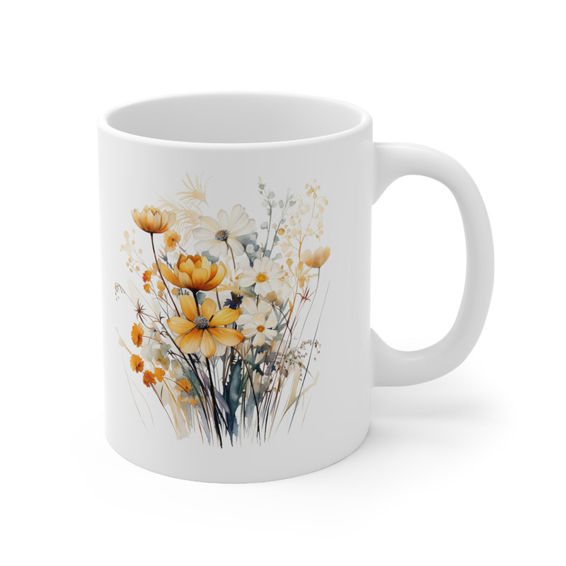 Watercolor Wildflower Mug Pretty Wildflowers Tea Cup 11oz Ceramic Floral Coffee Mug Botanical Flower Cup Elegant Wildflowers Cup 4.jpg