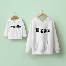 biggie smalls mommy and me outfits, daddy and me sweatshirts, matching kids shirts, mother daughter father son sweatshir