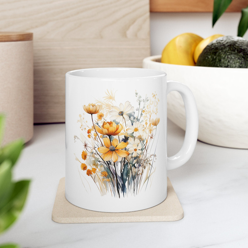 Watercolor Wildflower Mug Pretty Wildflowers Tea Cup 11oz Ceramic Floral Coffee Mug Botanical Flower Cup Elegant Wildflowers Cup 8.jpg