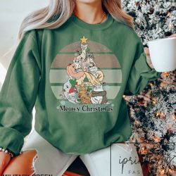 meowy christmas sweatshirt, christmas cat sweatshirt, cat lover christmas sweatshirt, christmas gift for cat lovers, ipr