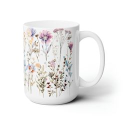 wildflowers coffee mug pretty pressed watercolor wildflowers coffee mug botanic