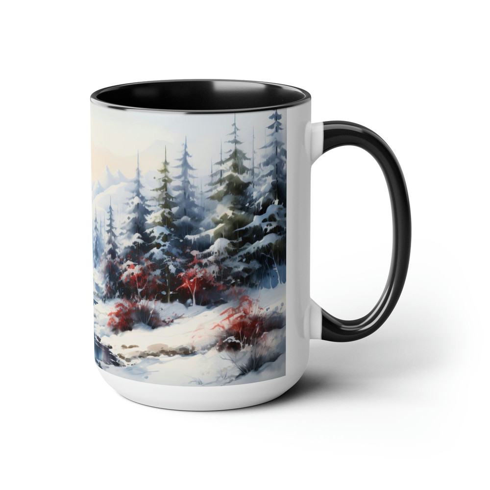 Winter Forest Mug Forest Landscape Cup Snowy Scene Drinkware Winter Ceramic Coffee Mug Beautiful Winter Forest 15oz Snow Forest Gift Cup 4.jpg