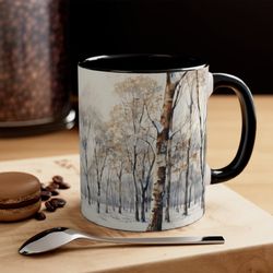 winter tree mug scenic forest cup watercolor landscape coffee mug 11oz winter