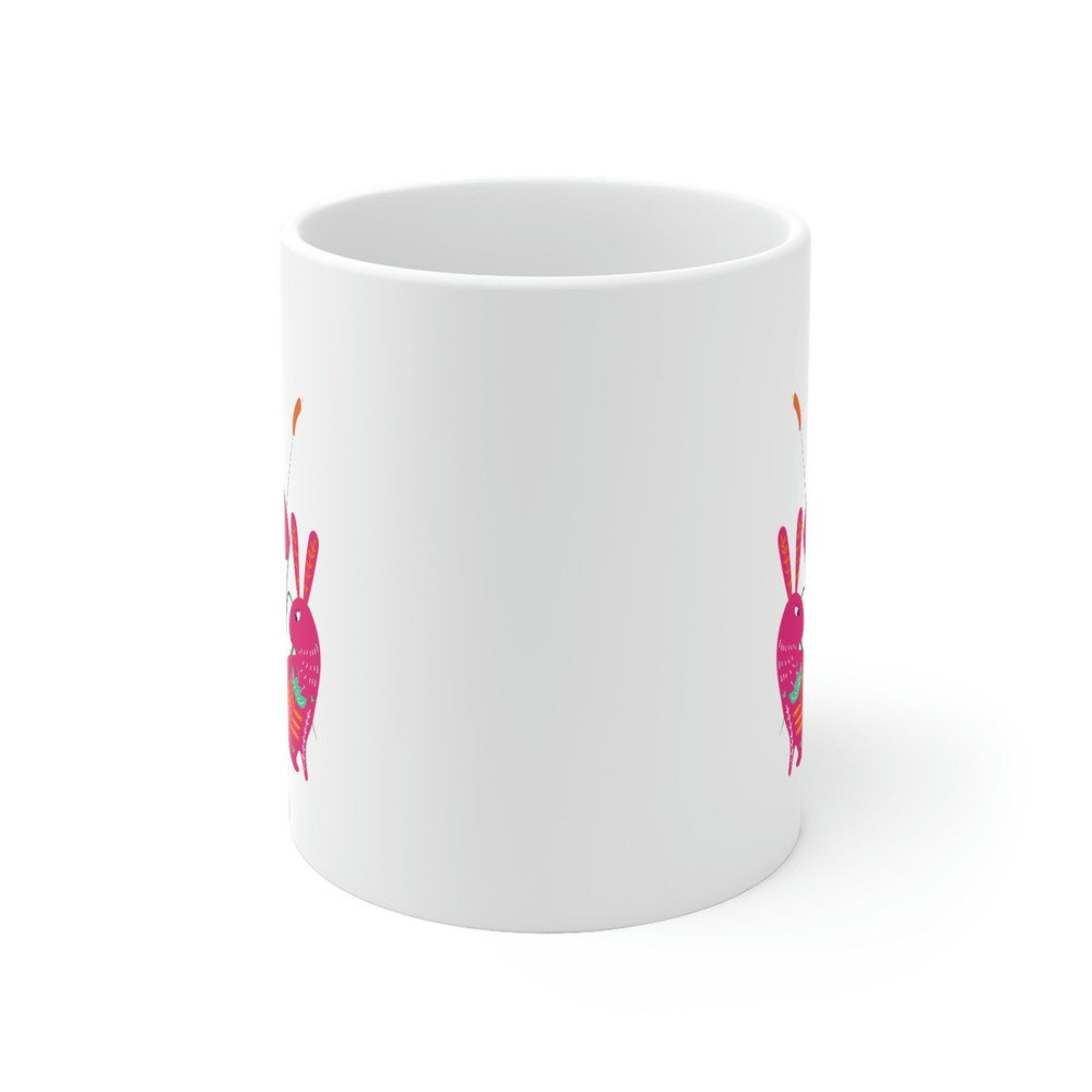 Coffee Mug Mom Gift, Cute Floral Design Bunnies Print Gift For Mom or Child White Ceramic Mug 3.jpg