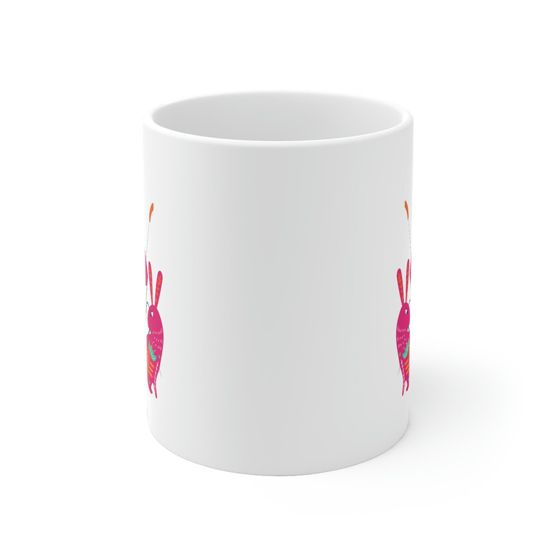 Coffee Mug Mom Gift, Cute Floral Design Bunnies Print Gift For Mom or Child White Ceramic Mug 3.jpg