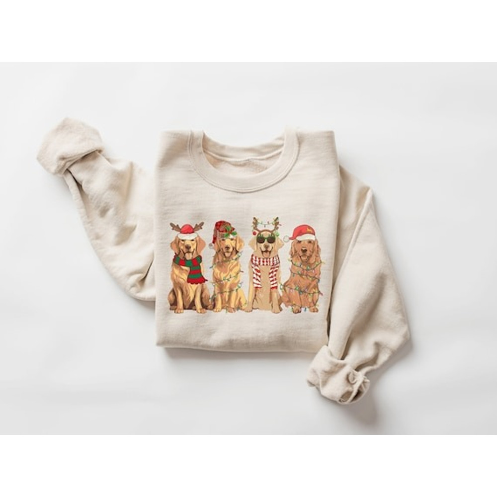 Golden Retriever Christmas Sweatshirt, Dog Christmas Shirt, Golden Mom Tshirt, Gift for Dog Lover, Holiday Sweater, New Year Shirt, Xmas Tee.jpg