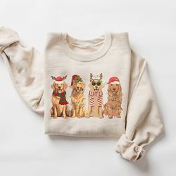 Golden Retriever Christmas Sweatshirt, Dog Christmas Shirt, Golden Mom Tshirt, Gift for Dog Lover, Holiday Sweater, New