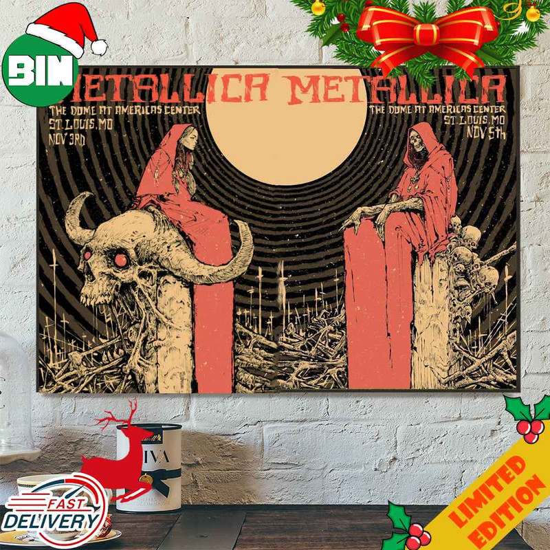 Metallica First And Second Night In The Dome At America's Center St Louis MO USA M72STL World Tour November 3rd And 5th 2023 Poster Canvas.jpg