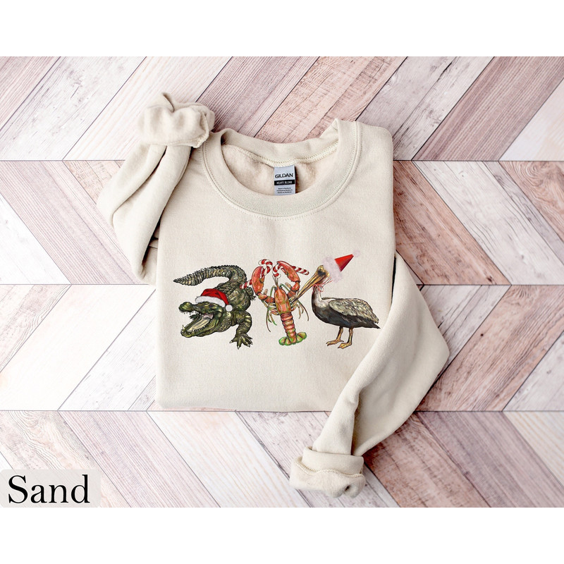 Christmas Alligator Pelican Crawfish Sweatshirt, Holiday Sweater, New Year Shirt, Funny Christmas Tee, Christmas Gift, Animal Lover Shirt.jpg