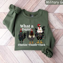christmas chicken sweatshirt, funny christmas shirt, chicken lover gift, chicken holiday shirts, womens holiday sweaters