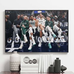 milwaukee bucks nba team on brook lopez pose trending poster canvas