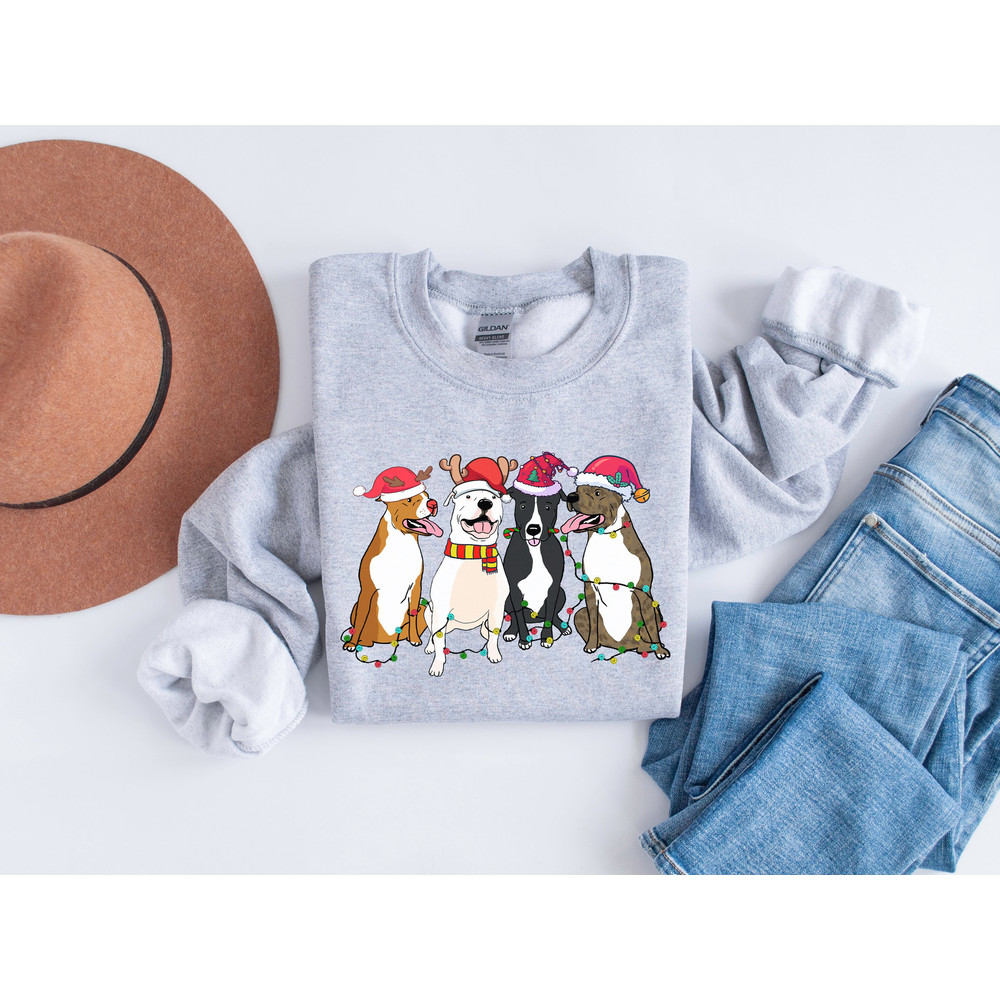 Christmas Dog Sweatshirt, Pitbull Terrier Shirt, Dog Lover Gift, Dog Christmas Shirt, Dog Owner Christmas Gift, Holiday Sweater, Xmas Tshirt.jpg