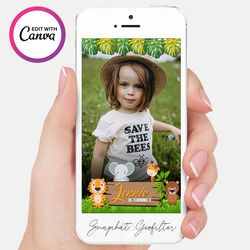 jungle safari snapchat geofilter, jungle safari birthday geofilters, jungle safari birthday party, safari snapchatfilter
