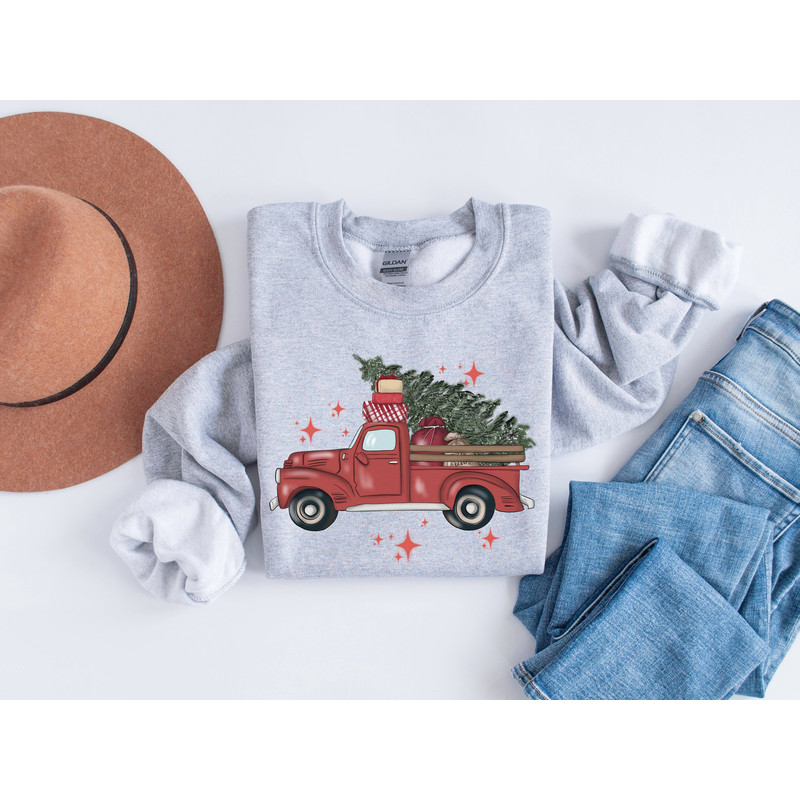 Christmas Truck Sweatshirt, Womens Christmas Tree Shirt, Christmas Gift, Holiday Sweaters, Christmas Crewneck, Xmas Tshirt, New Year Shirt.jpg