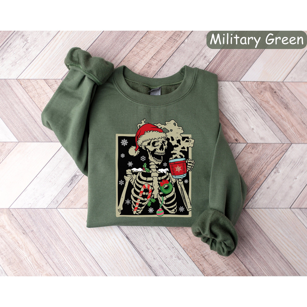 Dead Inside Skeleton Christmas Sweatshirt, Coffee Lover Christmas Gift, Merry Christmas Shirt, Fall Sweater, Coffee Christmas Shirt,Xmas Tee.jpg