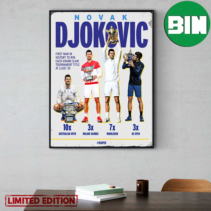 Novak Djokovic First Man Is History Win Each Grand Slam Tournament Title At Least 3x US Open Tennis Home Decor Poster-Canvas.jpg