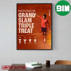 novak djokovic grand slam triple treat 2023 atp tour home decor poster-canvas