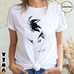black white goku with vegeta dragon ball doristino limited edition t-shirts