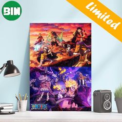 one piece climax of wano arc promotional posters luffy zoro sanji law and kidd vs kaido big mom home decor poster-canvas