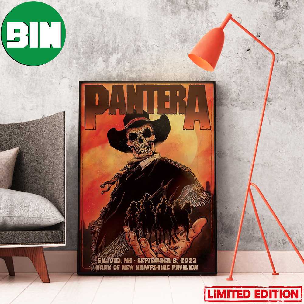 Pantera Official Gilford NH Concert Poster In September 8 2023 Bank Of New Hampshire Pavilion Home Decor Poster Canvas.jpg