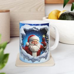 3d santa mug wrap  mug press designs  christmas sublimation design  puffy xmas mug sublimation design  puffy christmas m