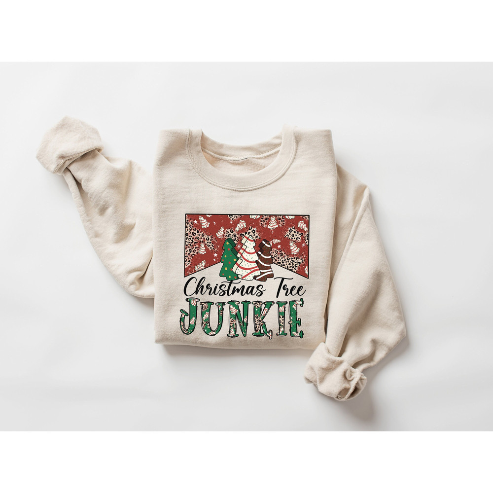 Christmas Tree Junkie Sweatshirt, Little Debbie, Christmas Tree Shirt, Holiday Sweater, Christmas Sweater Gift, Christmas Tree Shirt.jpg