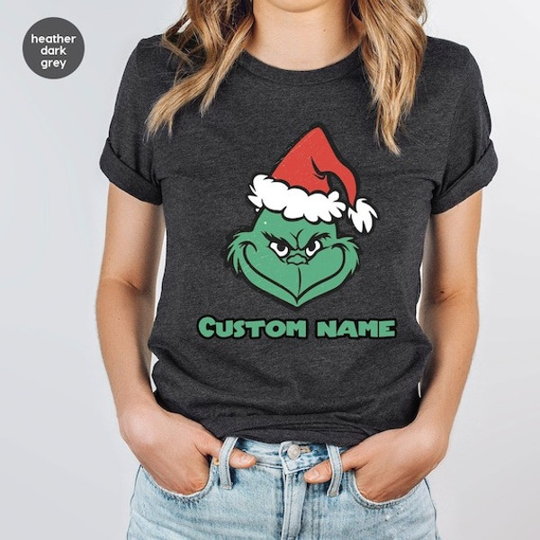 Personalized Grinch T-Shirt, Custom Christmas Gift, Grinchmas Crewneck Sweatshirt, Customized Merry Christmas Clothes, Holiday Gift for Kids.jpg