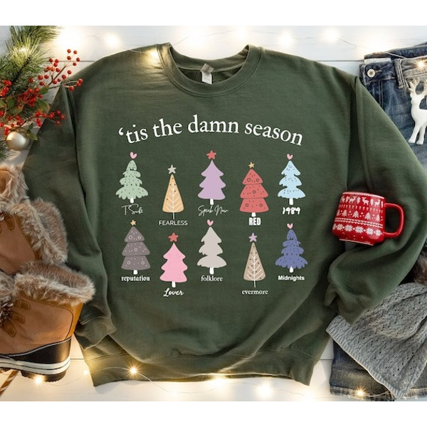 Tis The Damn Season Tree Christmas Shirt, Merry Christmas Sweatshirt, Eras Tour Shirts, Party Holiday Sweater, Christmas Tree Hoodie.jpg