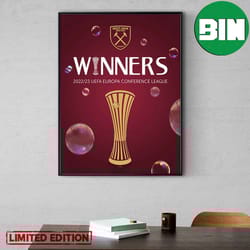 west ham united is winner 2022-2023 uefa europa conference league congratulations home decor poster-canvas
