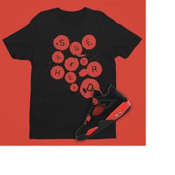 sneakerhead art shirt to match air jordan 4 red thunder, retro 4 shirt, fire red shirt, typewriter buttons svg