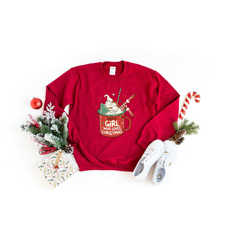 Just A Girl Who Loves Christmas, Women's Christmas Sweatshirt, Hot Chocolate Christmas Gift, Christmas Lover Shirt, Holiday Winter Shirt,.jpg