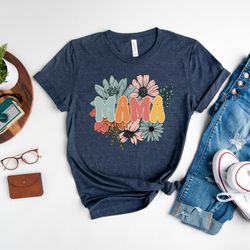 mama shirt, mother's day shirt, mama with flowers, motherhood shirt, best mom shirt, floral mama tee, gift for her