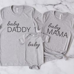 matching family shirt, baby daddy shirt, baby mama shirt, baby reveal, mommy and me tee, pregnancy reveal, pregnancy ann