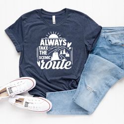 scenic route shirt, family camping shirt, hiking gift shirt, matching shirt for road trip vacations
