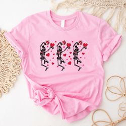 skeleton valentine's day t-shirt, funny dancing skeleton shirt, skeleton love tee, skeleton valentine party outfit iu-72