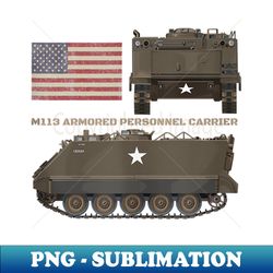 M113 Armored Personnel Carrier Patriotic American Flag - Signature Sublimation PNG File - Stunning Sublimation Graphics
