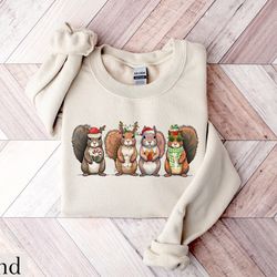 squirrel christmas sweatshirt, christmas squirrel shirt, funny christmas sweatshirt, christmas gift, womens christmas sh