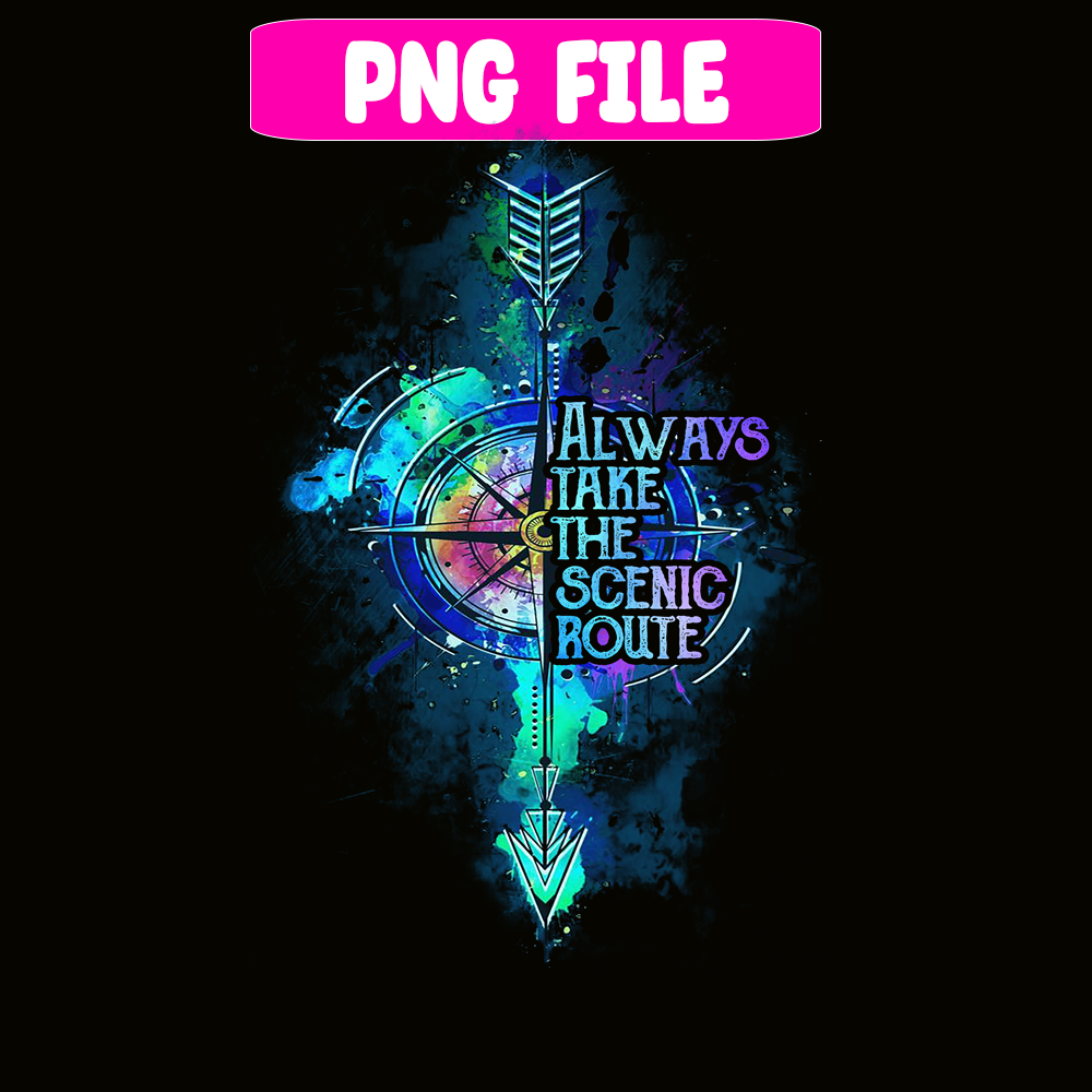 CAMP07112339-Always Take The Scenic Route PNG Camping PNG Blue And Purple Compass PNG.png