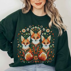 fennec fox fox sweater fox sweatshirt folk art cottage core sweater cottagecore clothes norwegian sweater whimsigoth sw