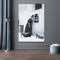 frida kahlo with pets canvas, vintage frida kahlo poster, frida kahlo rolled canvas, xolo dog poster, ready to hang.jpg