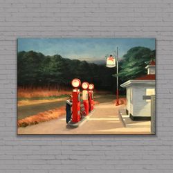 gas edward hopper canvas or poster, huge canvas, 3 or 5 panel options, ready to hang.jpg