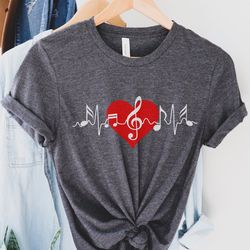 music educator, music lover gift, drama teacher gift, musical shirt , chorus teacher gift, musical note heartbeat shirt