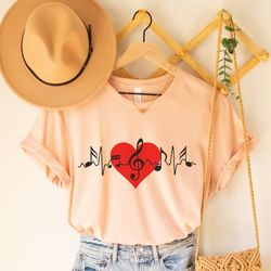 music educator, music lover gift, drama teacher gift, musician shirt , chorus teacher gift, musical note heartbeat shirt