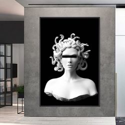 nordic medusa sculpture canvas wall art, classic portrait posters, canvas for living room home decor, ready to hang.jpg