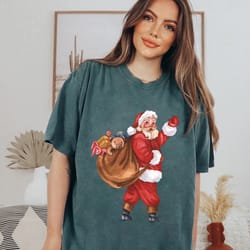 retro cheerful santa sweatshirt, santa merry christmas shirt, vintage santa claus tees, xmas women men gift, vintage chr