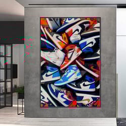 air jordan sneaker canvas art, jordan shoes rolled canvas, air jordan picture shoes poster, father's day gift, halloween
