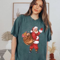 retro cheerful santa sweatshirt, santa merry christmas shirt, vintage santa claus tees, xmas women men gift, vintage chr