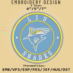 ncaa logo liu sharks, embroidery design, embroidery files, ncaa liu sharks, machine embroidery pattern