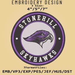 ncaa logo stonehill skyhawks, embroidery design, embroidery files, ncaa stonehill skyhawks, machine embroidery pattern