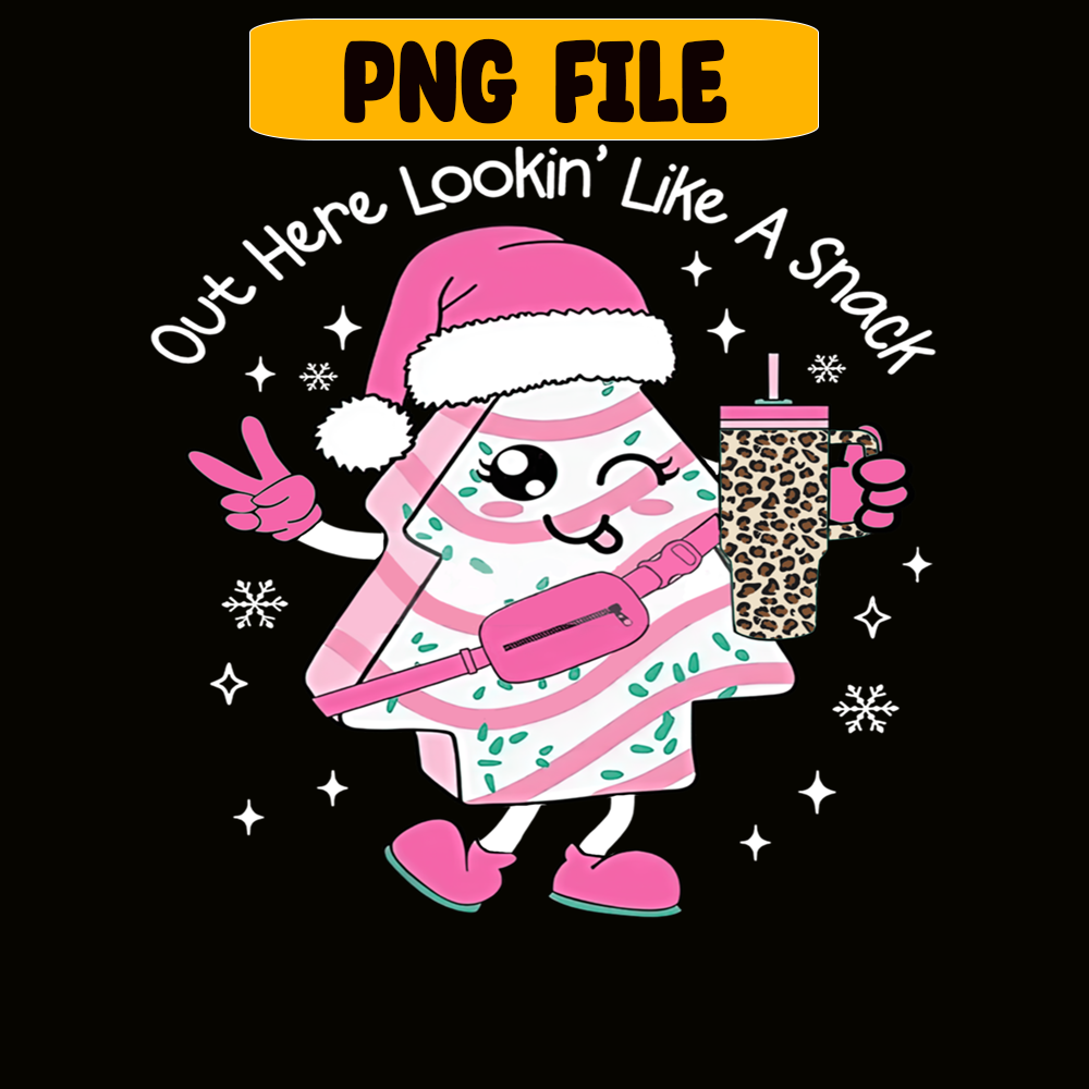 CRM07112395-Out Here Looking Like A Snack Cute Boo Jee Xmas Trees Cakes Png, Boojee Tumbler Inspired Belt Bag Png.png